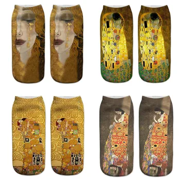 Gustav Klimt - Naised on Maailma Kuulsa Maali Naiste 3D Print Pahkluu Sokid Suve