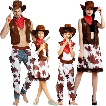 Halloween pool kauboi ülikond üles kasvanud poiss ja tüdruk cowgirl cosplay lääne-kleit, kleit up karneval sobiks lapse riided