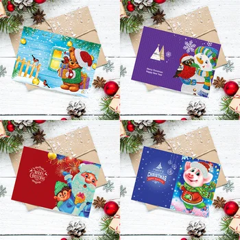 HUACAN jõulukaardid Diamond Maali Santa Claus 5D DIY Diamond Tikandid Mosaiik Kits Koer Tervitus Postkaardid