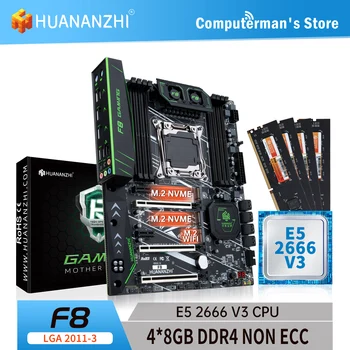 HUANANZHI F8 LGA-2011-3 Emaplaadi combo kit komplekt CPU Intel XEON E5 2666 V3 Mälu 4*8G DDR4 NON-ECC 2400 mälu M. 2 NVME ATX