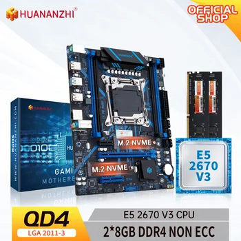 HUANANZHI QD4 LGA-2011-3 Emaplaat Intel XEON E5 2670 v3 2*8G DDR4 Mälu combo kit komplekt