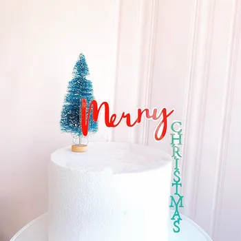 Häid Jõule Akrüül Koogikarpides Torukübar Roheline Punane Cake Toppers Õnnelik Jõulupidu Kook Dekoreerimiseks Vahendid