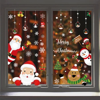 Häid Jõule Seina Kleebised Santa Claus Põhjapõdrad Lumehelbed Akna Klaas Seina Kleebised Uus Aasta Kodu Kaunistamiseks Murals