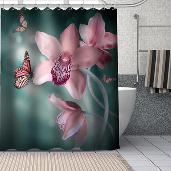 Ilus Phalaenopsis Dušš Kardinad 3D Trükitud Orhidee Õie Loodus Maastik Kangas, Veekindel Polüester Vannitoa Tarvikud