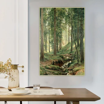 Ivan Shishkin《Oja metsas》Lõuend Õli Maali Kunsti Esteetilise Plakati Pilt Seina Riputamise Decor Kodu Kaunistamiseks