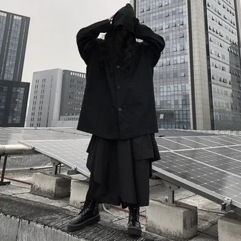 Jaapani Kimono Naised Lai Jalg Samurai Kostüümid Must Lahti Püksid Gooti Punk Topp Naiste Jope Must Ülikond Vabaaja Rõivad