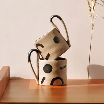 Jaapani Loominguline Geomeetriline Kohvi Tassi Suur Käepide, Mis On Isikupärastatud Keraamiline Tee Kruusid Vintage Home Office Drinkware Kordumatu Kruus Kingitus