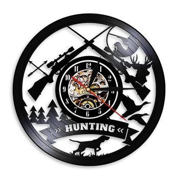 Jahindus Logo Püss Püstol Märk Kella Loomade Küttimine Seiklus Vinüül Rekord Kella Kõrbes Tribal Wall Decor Hunter Kingitus