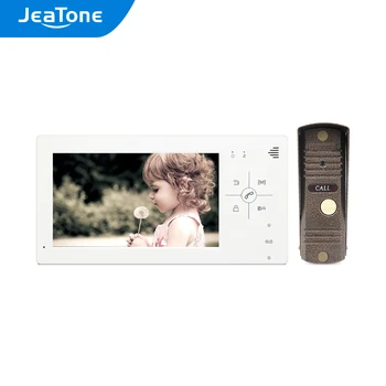 JeaTone7 Tolline Video Uksekell Intercom Süsteem Korter koos Valge Touch Nupp Ekraan ja 1200TVL Veekindel Kaamera Väljas