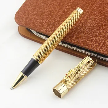 JINHAO 1200 Luksus Metalli Draakon Pen Canetas Gold Clip must Pliiats täitke Äri Kommenteeritud Kiire Kirjalikult Roller Ball Pen kinkekarbis