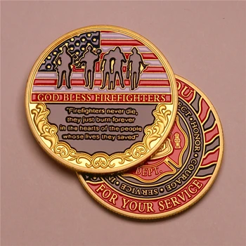 Jumal Õnnistagu Tuletõrjujatele Tuletõrjujad Väljakutse Mündid Tänan Teid Teie Teenistuse Tunnustust Kingitus Müntide Kogumise Teenetemärgi Suveniiri