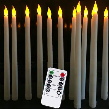 Jõulud Candle Light LED Küünlad Koos Puldi 10 tolli Pika Akuga Soe Valge Dekoratiivne Küünlad Jõulud