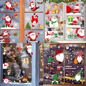 Jõululaupäev Kaunistamiseks Pool DIY Santa esitleb Põder Baar Tuba Decor Seina Kleebis Aken Klaasist Dekoratiivne Aken Decal Klaas