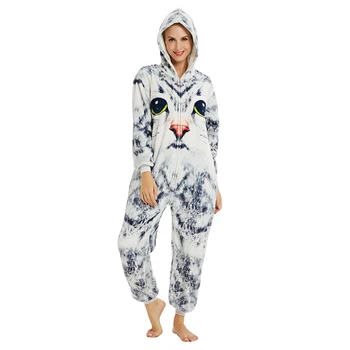 kigurumis 3D Kass Trükkimine Onesie naiste Pajama Täiskasvanud Homewear Naljakas Festival Sleepwear Cosplay Pool Kombekas Unisex Kostüüm
