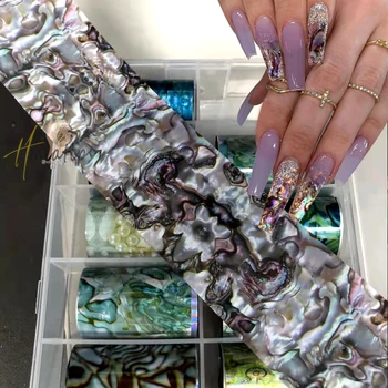 Kilpkonna Kilp Amber Küüned Kilpkonnaluuga Sea Shell Lehed Nail Art Foil Üleandmise Kleebised Wrapid Näpunäiteid Küünte Maniküür Teenetemärgid
