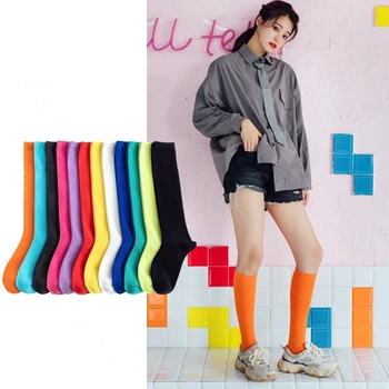 Korea Versioon Solid Color Naine Sokid Candy Värvi Sokid Naistele Kevad-Suvel Põlve Sokid Naiste Preppy Reie Kõrge Sokid