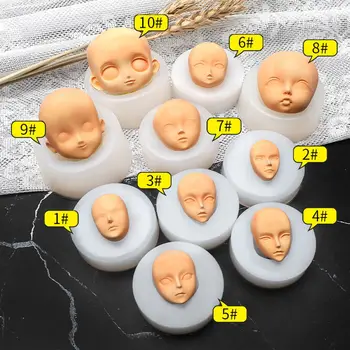 Käsitöö Vahendid Candy Küpsetamine Savi Pea Sculpey Nukk Muutmine Tarvikud 3D Näo Hallituse Beebi Nägu Silikoonist Vormid