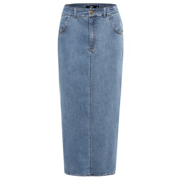 Kõrge Vöökoht Pikk Denim Seelik Naiste Vabaaja Pliiats pakett hip elastne jeans seelik