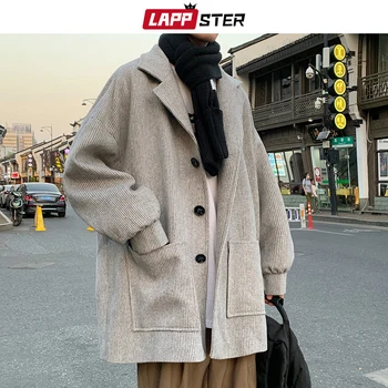 LAPPSTER Talve Jope Mehed Klassikaline korea Fashion trentš 2022 Must Suured Taskud Streetwear Overcoat Liiga Windbreaker