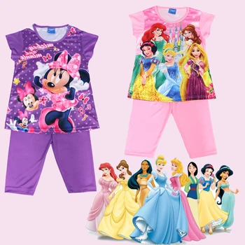 Lapsed Sleepwear Kehtestatud Külmutatud Elsa Printsess Riided 2-osaline Komplekt, teise lapse Tüdruk Cartoon Minnie Mouse Pijama Set Suvel Pidžaama