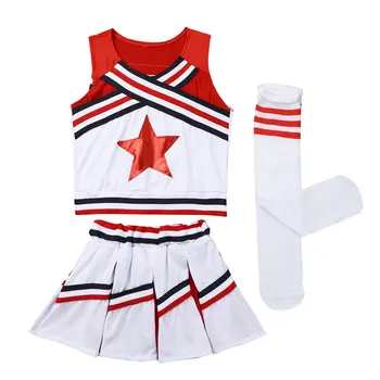 Lapsed Tüdrukute Riiete Komplekt Cheerleader Ühtne Varrukateta Tank Tops + Seelik + Sokid 3tk Komplekt Lastele Cheerleading Tantsu Kostüüm