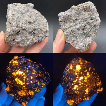 Looduslik Tulekahju Leek kivi Nefeliinsüeniit UV fluorestseeriv sodalite mineraal töötlemata kristall