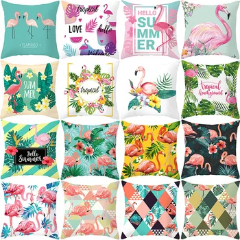 Loomade Flamingo Padi 45X45 Rohelised Taimed, Lilled Kaunistuseks Padjapüür Diivan ja Padjad Suvel Padi Hõlmab Home Decor