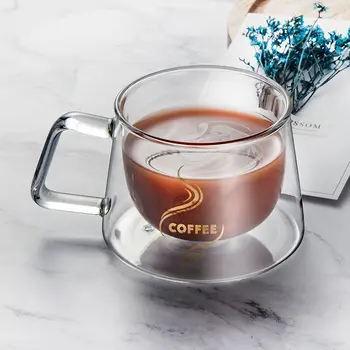 Loominguline topelt kiht läbipaistev kohvi tass, klaas home office cup piima tee tassi kohvi tasse kohvi kruus