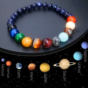 Lovers Kaheksa Planeeti Looduslikust Kivist Käevõru Universumi Jooga Tšakra Galaxy päikesesüsteemi Helmed Käevõrud Meeste, Naiste Ehted