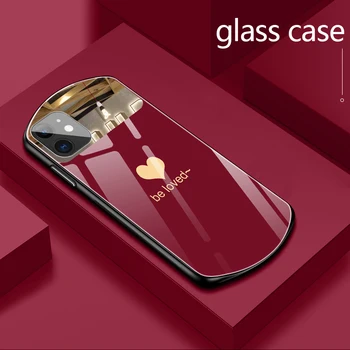 Luksus Armas Ovaalne Südame-kujuline Karastatud Klaasist Telefon Case For iPhone 14 13 12 11 Pro XS max XR-X SE 8 7 Pluss Peegel Silikoonist Kate