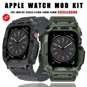 Luksus Muutmine Komplekt Apple Watch Juhul Bänd 45mm 44mm 42 TPÜ Kummist Rihm Tarvikud IWatch Seeria 8 7 6 SE 5 4 3 SE