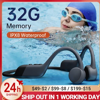Luu Juhtivus Kõrvaklapid Ei ole In-ear Sport Ujumine Bluetooth Kõrvaklapid ipx8-ga-Veekindel MP3-Mängija 32G Traadita Peakomplekt 
