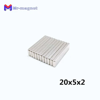Magnet 200pcs 20x5x2mm Tugev Plokk Risttahuka Magnetid Lahtiselt Mini Väike Magnet Materjalid 20x5x2