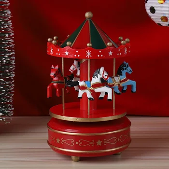 Merry-Go-Round Muusika Kastid Geomeetriline Muusika Baby Room Dekoratsioon Kingitused Unisex Puidust Jõulud Hobune Karussell Kasti Home Decor