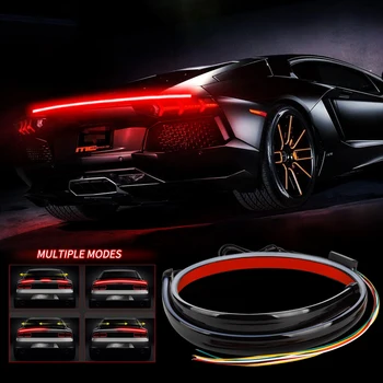 MIHAZ 1m LED Spoiler Tuled Auto Universal Black Carbon Fiber Auto Spoiler Kolmas Tagumine Saba Tiib led-Stopp-Signaal, Tuled 12V