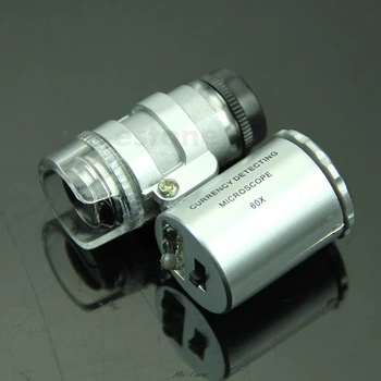 Mini 60X Luup Mikroskoobi UV Kullassepp Luup valuuta Detektori LED-Valgus