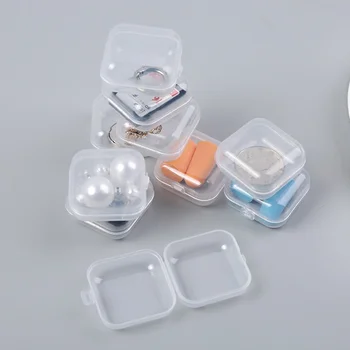 Mini Square Karbid Läbipaistvast Plastikust Ehteid hoiukarbis Viimistlus Konteiner Pakendite Ladustamine Kast, Kõrvarõngad, Sõrmused