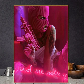 Mood Gangster Kuum Seksikas Roosa Daam Seeria Plakat Esteetiline Lõuendile Maali Poster ja Printida Plakat Seina Magamistoaga Kodu Kaunistamiseks