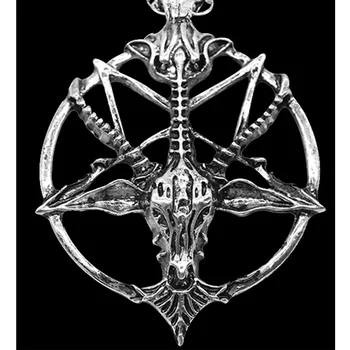Mood Metallist Retro Pentagramm Pan-Jumal Kolju Kitse Pea Ripats Kaelakee Õnne Satanism-Varjatud Vintage Hõbetatud Kaelakee Star