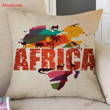 Mood Värvikas Aafrika Hõimude Aafrika Kaart Kodu Kaunistamiseks Diivan Visata Padjapüür Eluslooduse Elevant Mustriga Voodipesu Padi