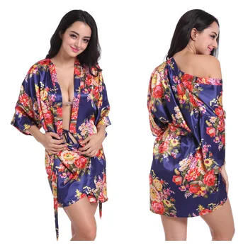 Naiste Lilleline Kimono Hommikumantel Pruudi Satiin Kaste Kleit Pruut Pruutneitsi Riideid Sleepwear