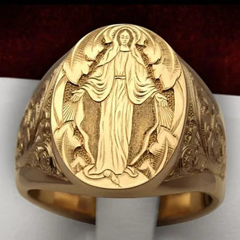 Naiste sõrmus Kõrge Kvaliteedi Naine rõngad 18K Kulla Värvi Neitsi Maarja Rõngad Meeste Käsitöö Nikerdatud Usuliste Rõngad, naiste Ehted