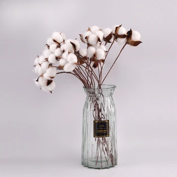 Naturaalne Kuivatatud Cotton Flower Valge Kodu Kaunistamiseks Kunstlikku Lille Branch Pulmas Pruutneitsi Kimp Decor Võltsitud Valged Lilled