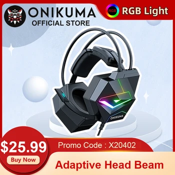 ONIKUMA X20 Gaming Kõrvaklapid koos Dynatic RGB Valgustus 3,5 mm 7.1 Surround Juhtmega Kõrvaklapid Mäng Peakomplekt kasutamiseks Arvuti, PC Gamer