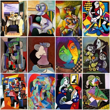 Picasso Referaat Pilt 5P Diy Diamond Maali Ruut ja Ring Rhinestone Tikandid Seina Art Plakat Kodu Kaunistamiseks