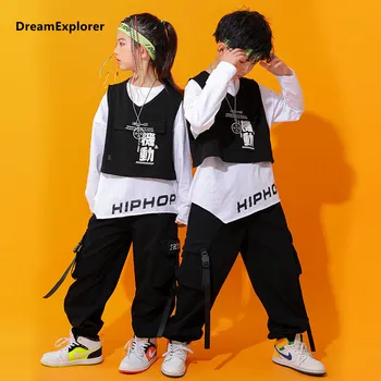 Poisid Hip-Hop Vest Cargo Püksid Tüdrukute Dressipluus Joggers Lapse Street Dance Kids Tracksuit Jazz Streetwear Kostüümid Riided Komplekti