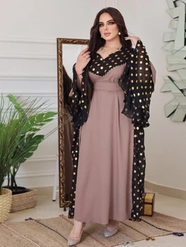 Polka Dot Maroko Abaya Moslemi Naiste Kleit Abayas Põletatud Varrukad India Dubai Araabia Vestidos Seal Kaftan Kleit Rüü Musulman Pikk Kleit