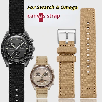 Quick release lõuend rihm OMEGA SWATCH Planeedi koostööpartnerite nailon Pehme hingav watchband Naiste 20mm Meeste Vaata tarvikud