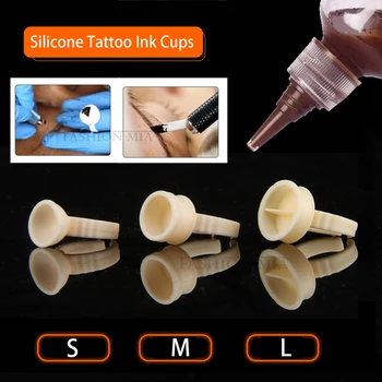 S/M/L Silikoonist Microblading Pigment cup Semi-permanent Tätoveering Ringi Cup Liimi Omanik Jagaja Tätoveering Tint Ladustamine Tassi Aksessuaarid