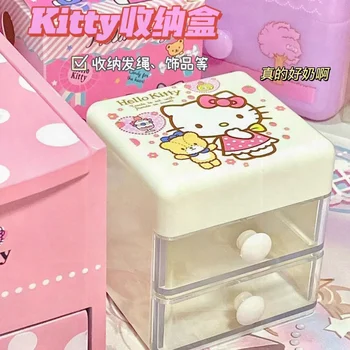 Sanrio Hello Kitty Meloodia Cinnamoroll Varruka Double Layer Sahtel Klapp Kawaii Mini Ladustamise Kasti Desktop Tarvikud Sorteerimine Box